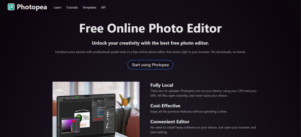 Photopea_online AI video photo editor